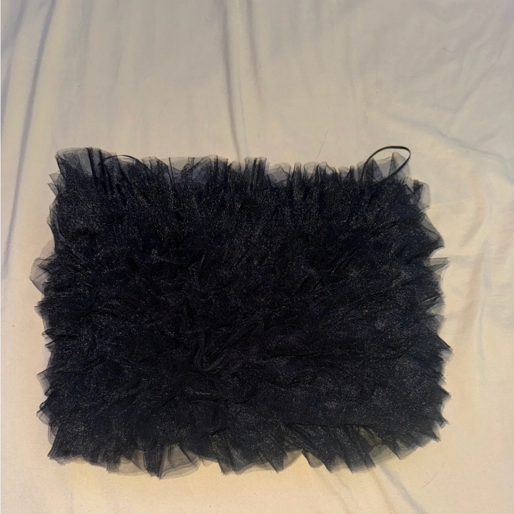 Zara Black Ruffled Crop Top